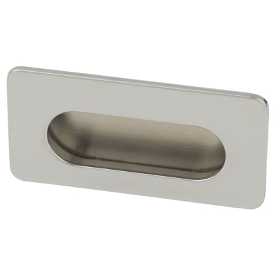 Rectangular Flush Cabinet Pull Handle - 74 x 39mm - Polished Chrome