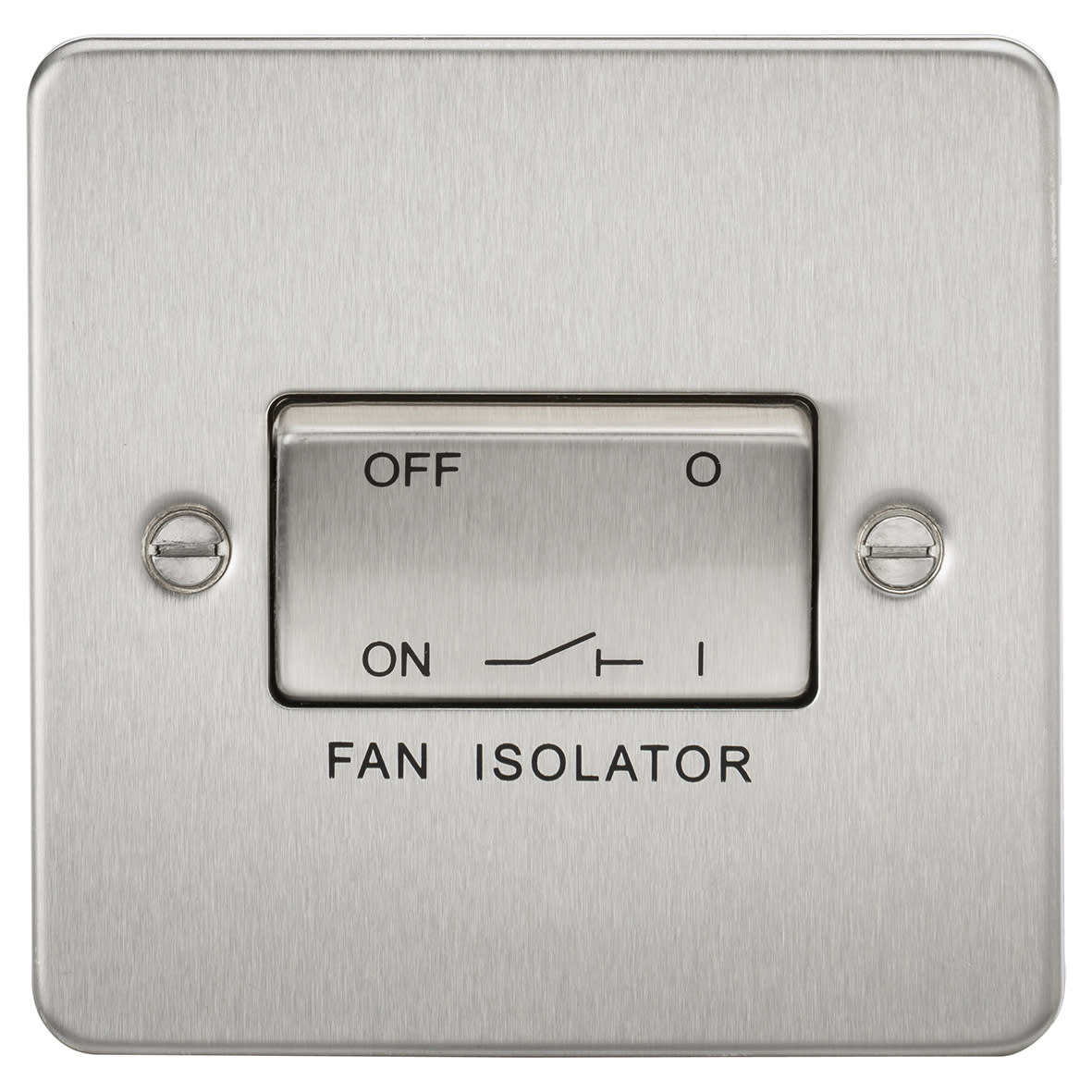 10A 1 Gang Flat Plate Triple Pole Fan Isolator Switch - Brushed Chrome