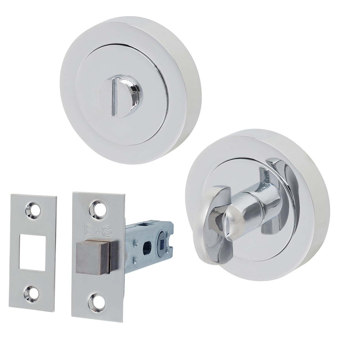 Brass Bathroom Turn & Release & Deadbolt Ultimate Kit - Pol Chrome