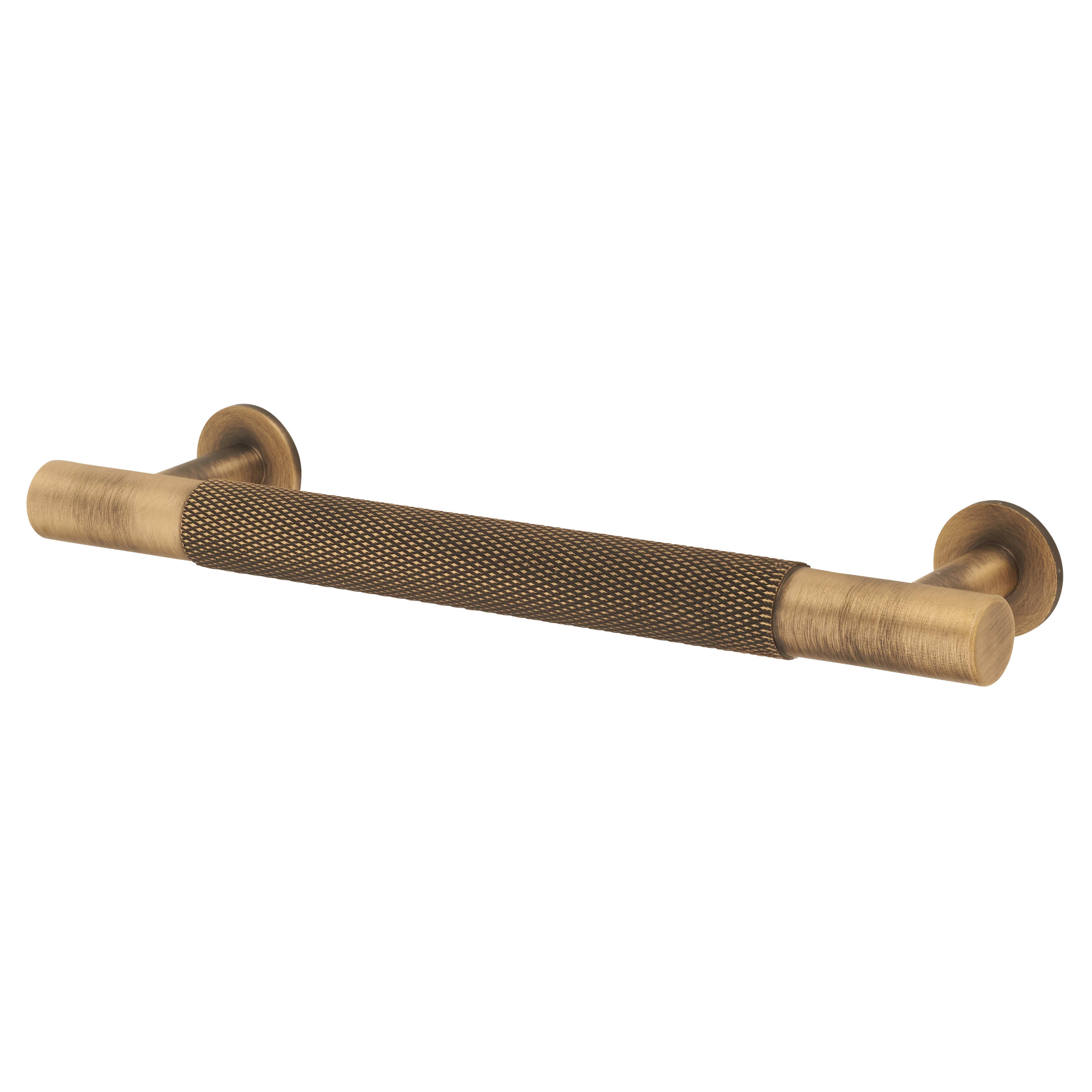 13mm Knurled T-Bar Cabinet Pull Handle - 128mm Centres - Antique Brass