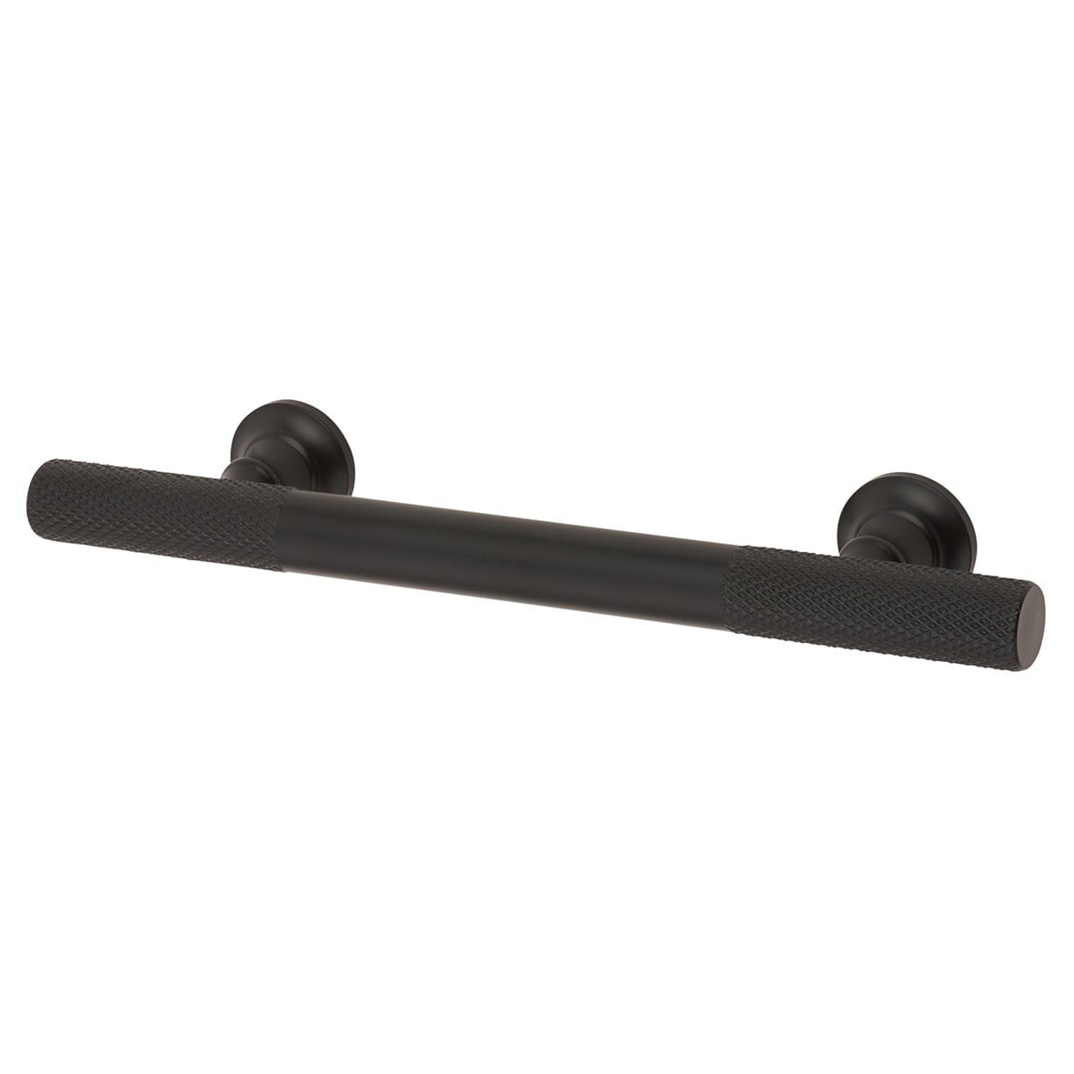 York 12mm Partially Knurled T-Bar Cabinet Pull Handle - 96mm Centres - Matt Black