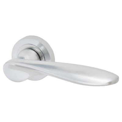 Satin Chrome Door Handles on Round Rose - Lancaster Range