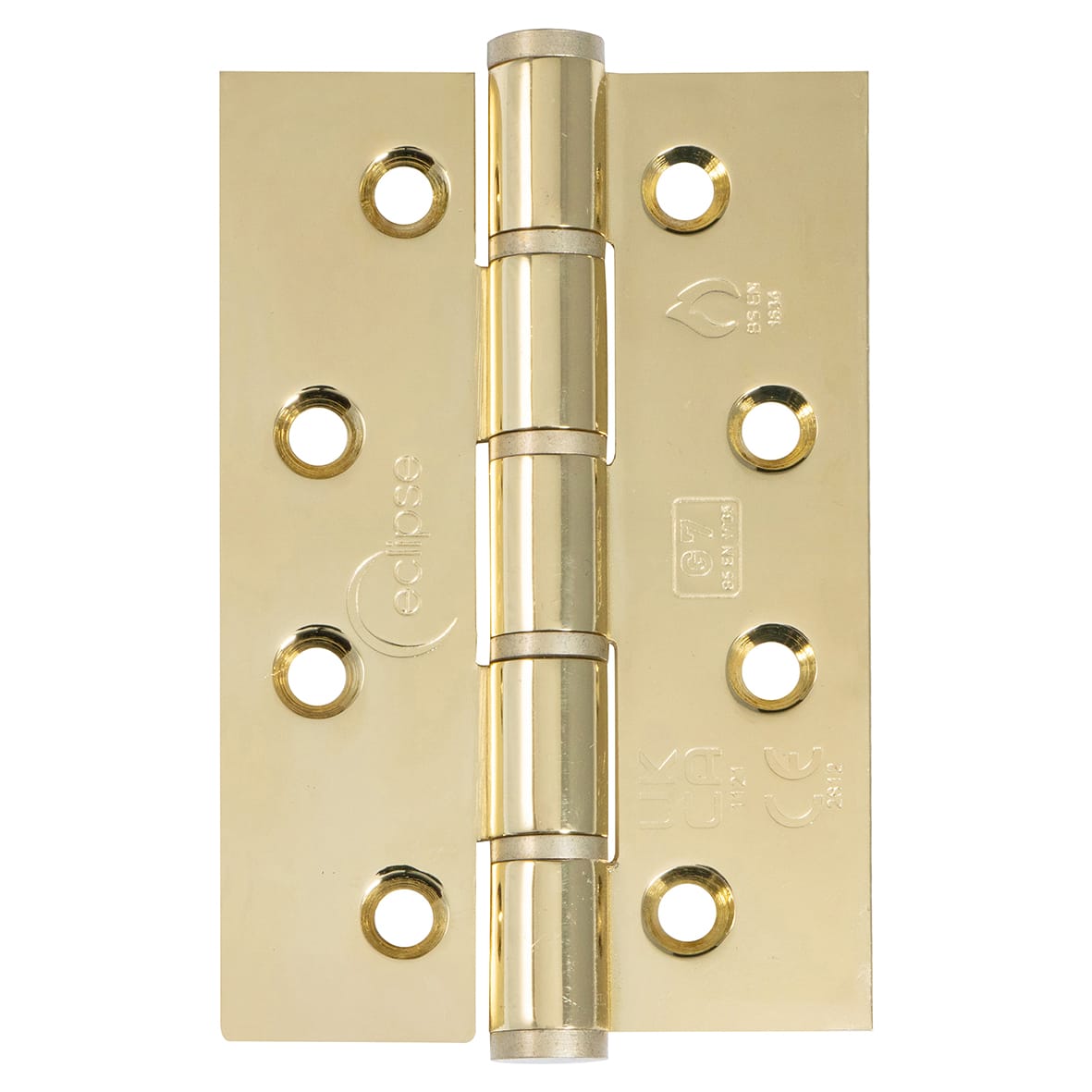Slim Knuckle Grade 7 Washered Butt Fire Door Hinge - 102 x 67 x 2.5mm - Pol Brass - Pair
