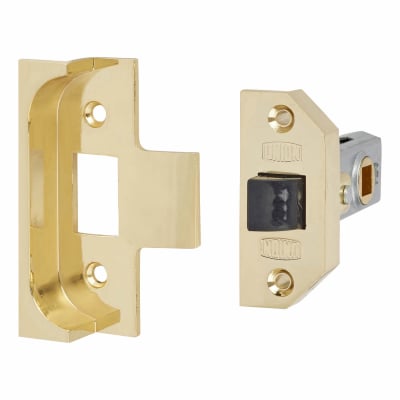 2650 Rebated Tubular Latch - 64mm Case - 44mm Backset - Polished Brass