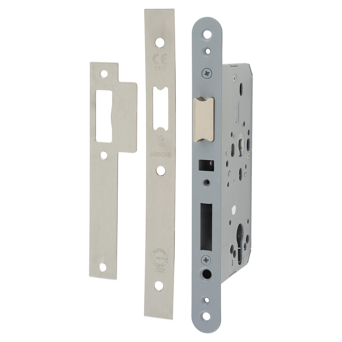 DIN Mortice Nightlatch - 88mm Case - 60mm Backset - Square - Satin Stainless Steel