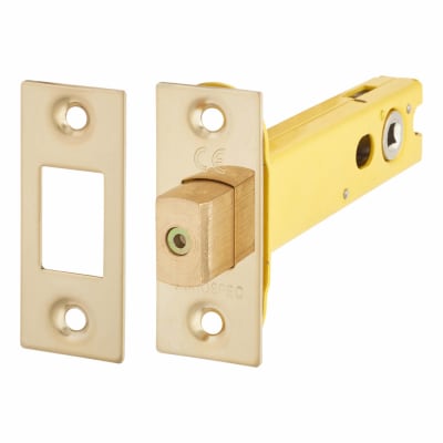 5mm Bolt Through Tubular Bathroom Deadbolt - 103mm Case - 82mm Backset - Square - PVD Brass