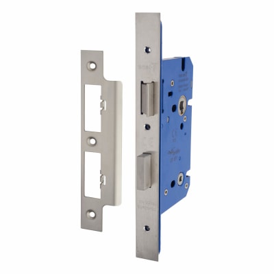 Architectural DIN Bathroom Lock - 85mm Case - 60mm Backset - Satin Stainless Steel