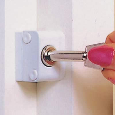 8K102 Wooden Push Button Window Lock - White - Pack of 2 with Key