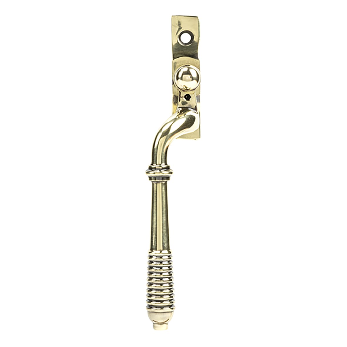 Reeded Locking Espagnolette Casement Window Handle - Left - Aged Brass