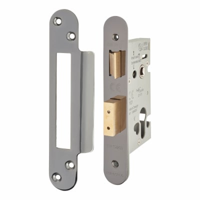 Architectural Bolt Through Euro Profile Sashlock - 65mm Case - 44mm Backset - Radius - Black Nickel