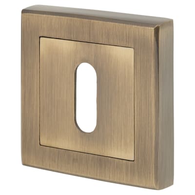 Square Escutcheon - 52 x 52mm - Keyhole - Antique brass