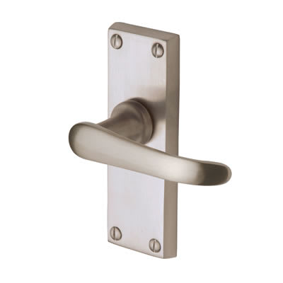 Marcus Satin Nickel Windsor Latch Door - Short Plate - 120 x 40mm