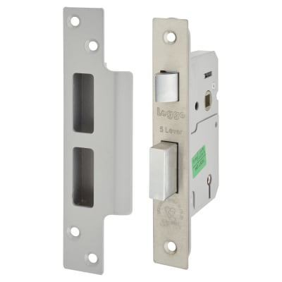 Heavy Duty:2007 Bolt Through 5 Lever Sashlock - 64mm Case - 44mm Backset - Polished Stainless
