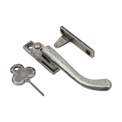 Pear Drop Locking Night Vent Casement Window Fastener - Right Hand - Pewter