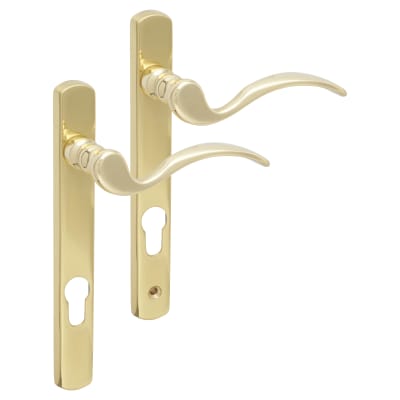 uPVC Scroll Multipoint Door Handle - 92mm c/c - LH - Pol Brass