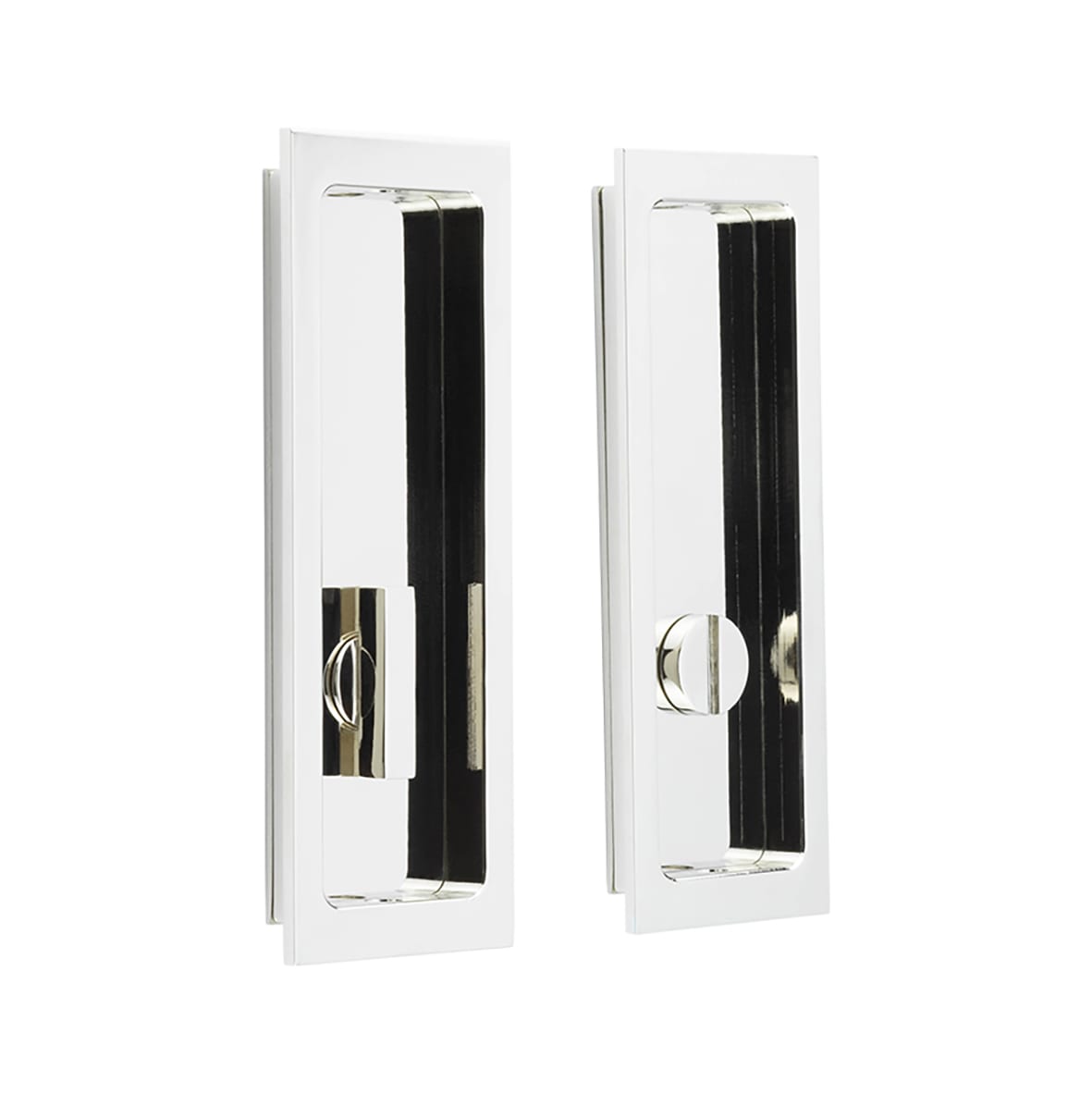 Rectangular Flush Privacy Handle Set - 150mm - Polished Nickel