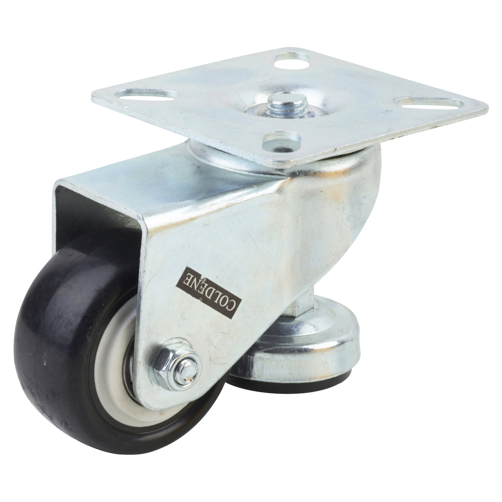 Heel Castor with Levelling Foot - Swivel - 60kg Max Weight - 50mm Diameter - Black