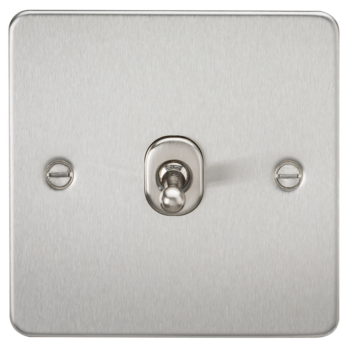 10AX 1 Gang 2 Way Flat Plate Toggle Light Switch - Brushed Chrome