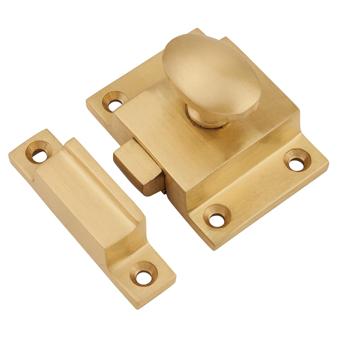 Box Style Cupboard Catch - 55 x 40 x 35mm - Satin Brass