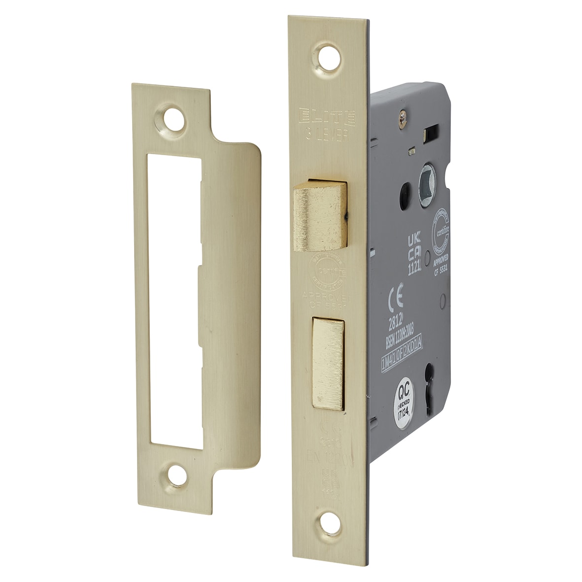 Bolt Through 3 Lever Sashlock - 75mm Case - 57mm Backset - Satin Brass