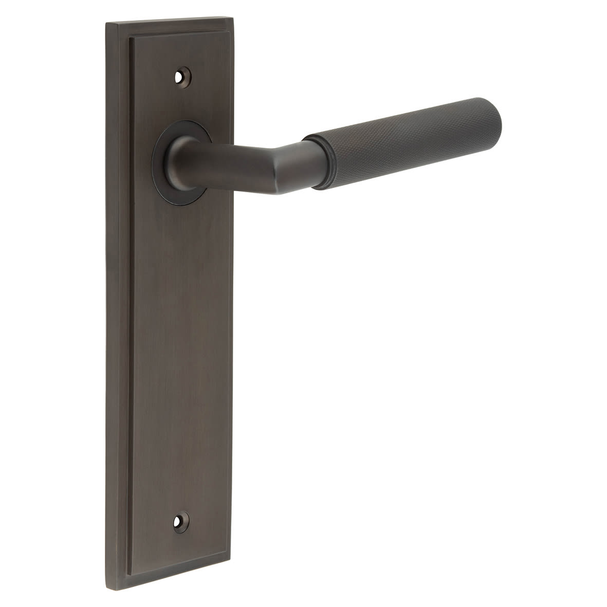 Dark Bronze Fire Rated Latch Door Handles - Piccadilly - 200 x 55mm