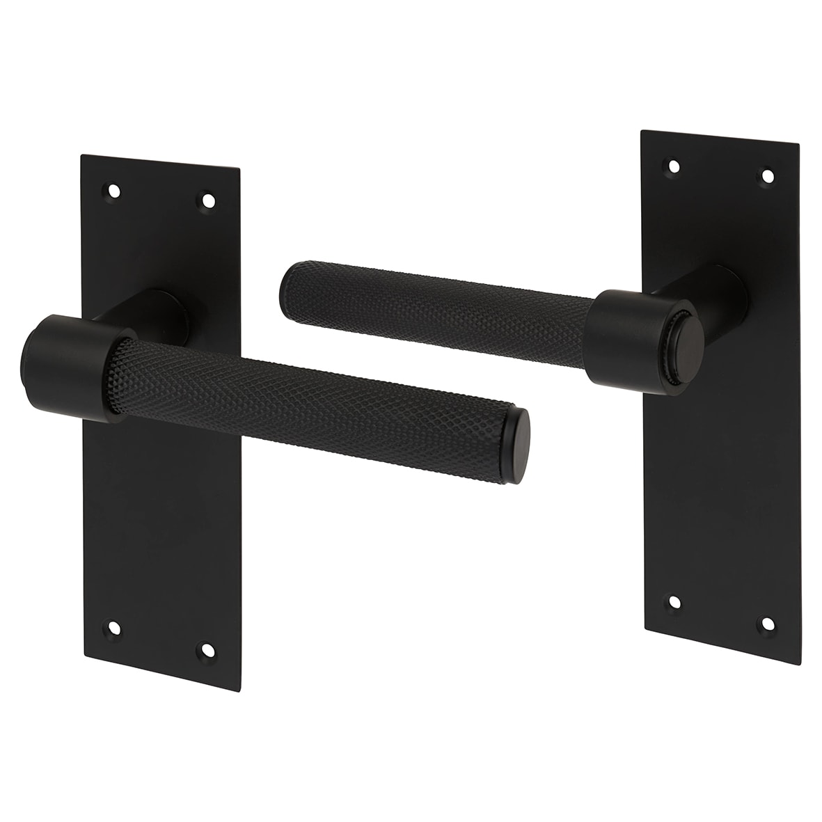 Matt Black Knurled Latch Door Handles - Loxley Range - 150 x 50mm