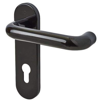Ebony Black Nylon Steel Core Euro Lock Door Handles - 72mm c/c - Paris Range