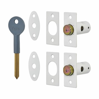 8001 Wooden Window Bolt - White - Pack of 2 with 1 Key