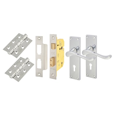 Polished Chrome Victorian Scroll 3 Lever Sashlock Door Handles Pack