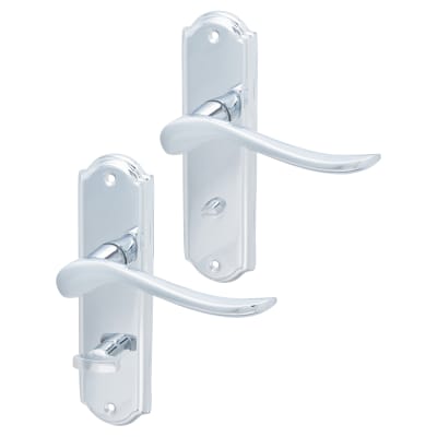 Polished Chrome Scroll Bathroom Door Handles - Turin Range - 170 x 46mm