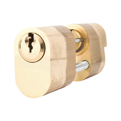 6 Pin Scandinavian Oval Cylinder - Internal and External - Anti Drill - Polished Brass