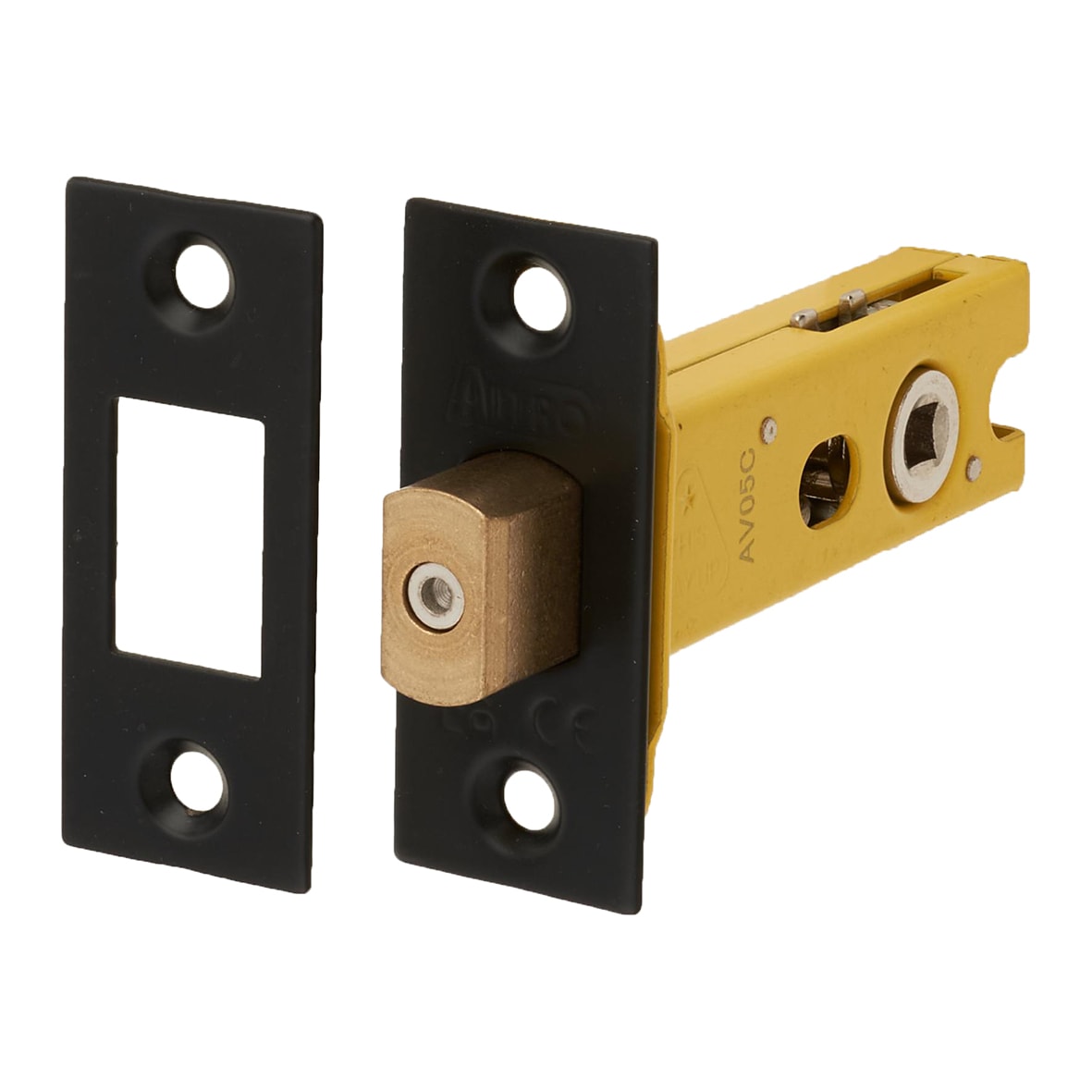 5mm Bolt Through Tubular Bathroom Deadbolt - 76mm Case - 57mm Backset - Square - Matt Black