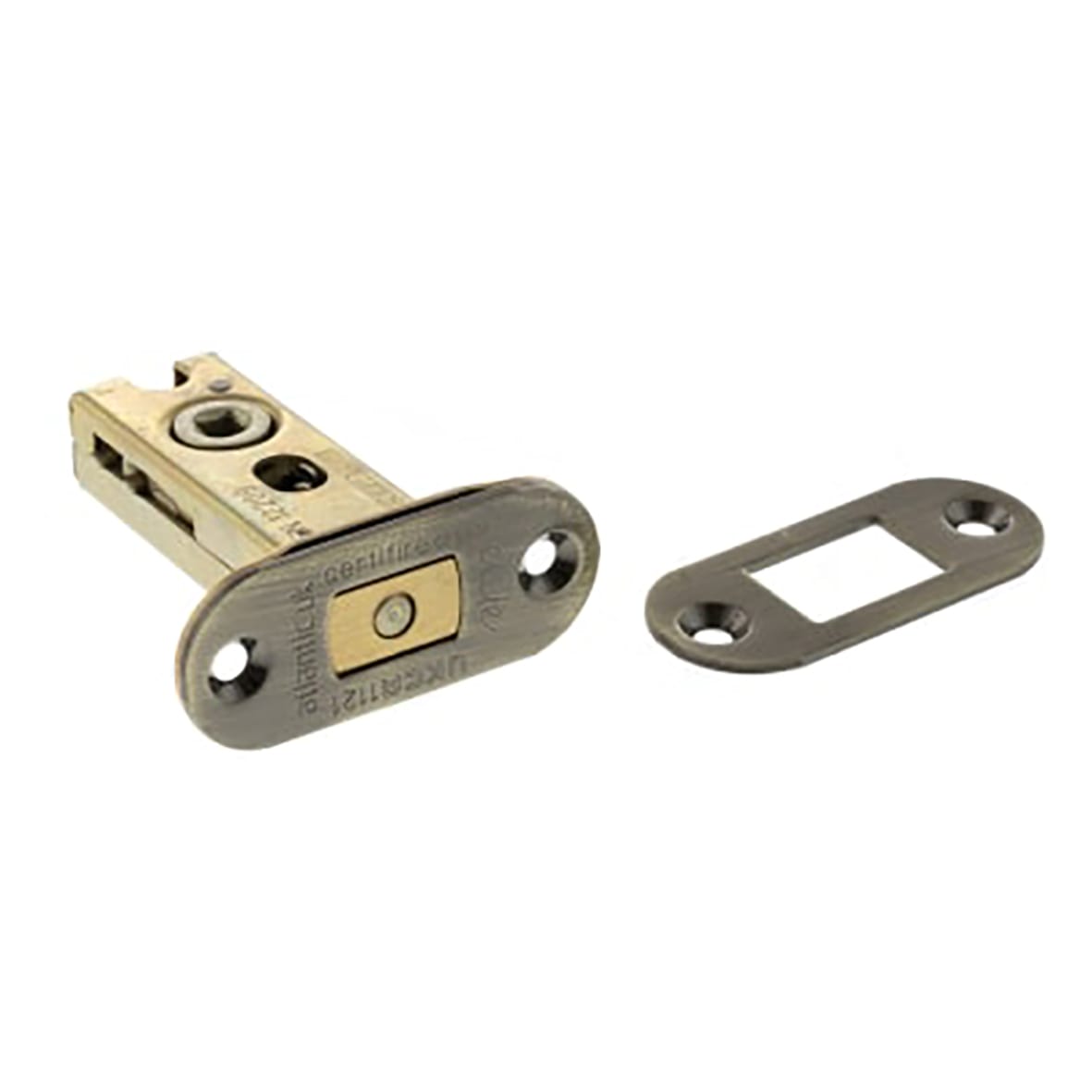 Fire-Rated Bolt Through Tubular Bathroom Deadbolt - 65mm Case - 45mm Backset - Radius - Ant Brass