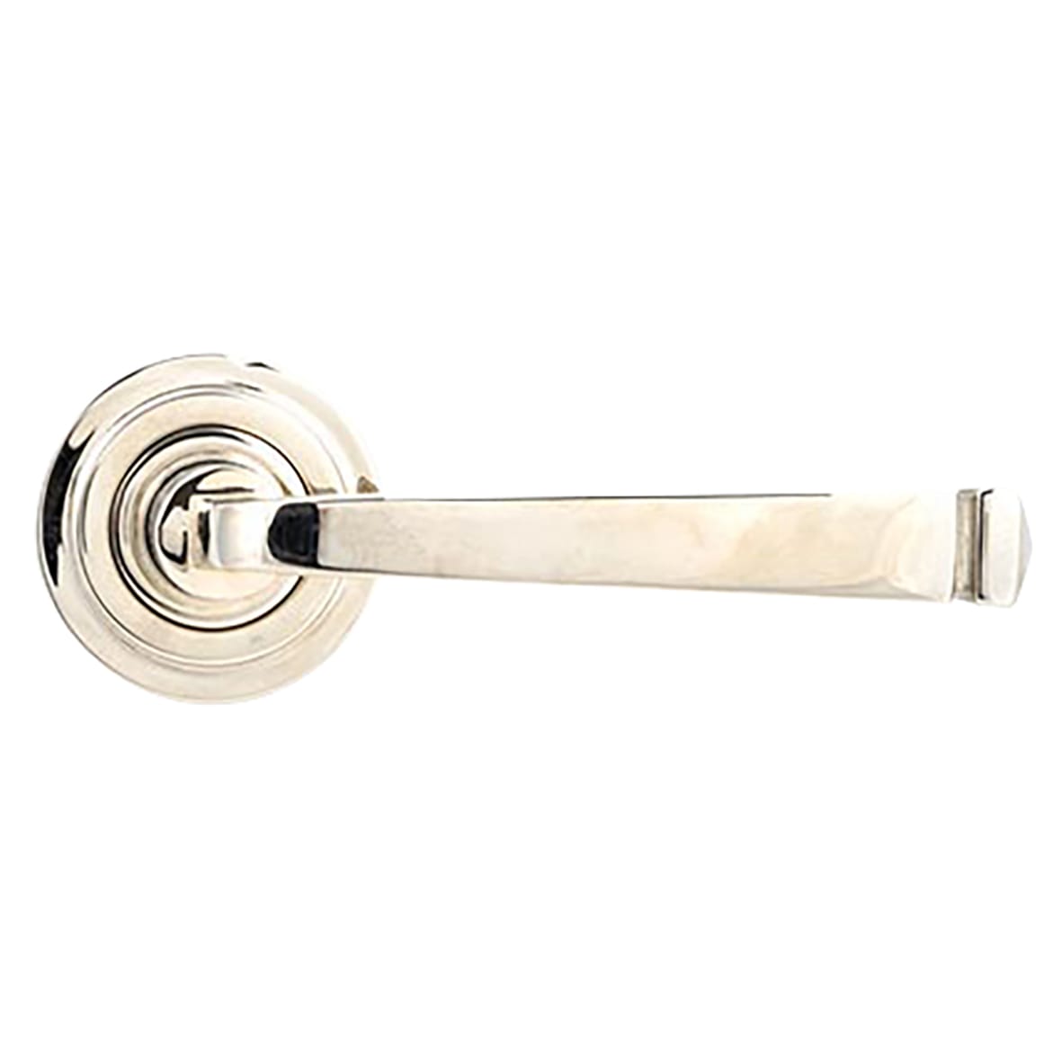 Polished Nickel Door Handles on Round Art Deco Rose - Avon Range