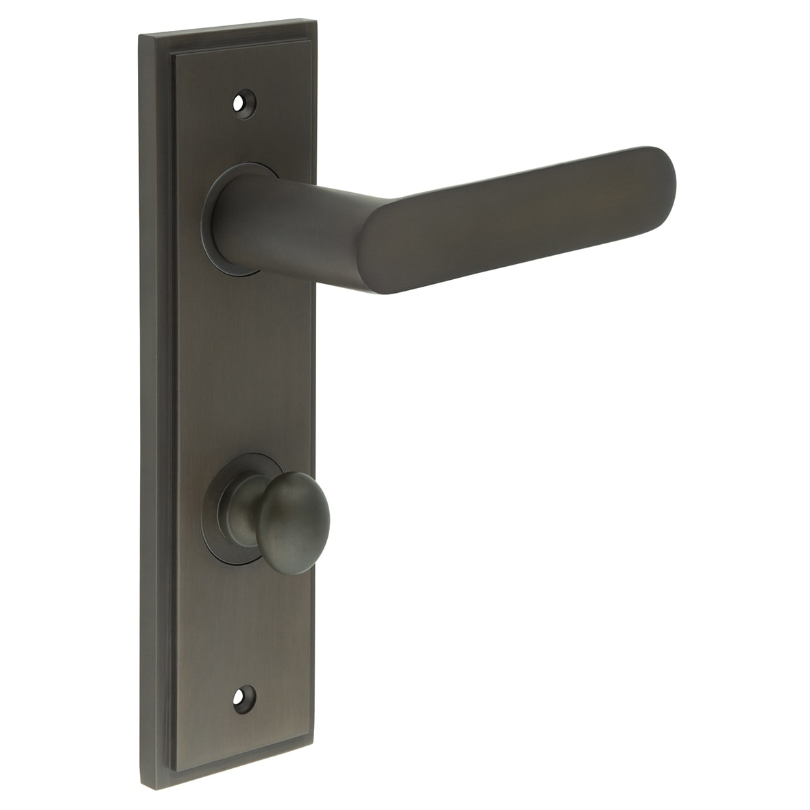 Dark Bronze Fire Rated DIN Bathroom Door Handles - Kensington - Inner 1 - 200 x 55mm