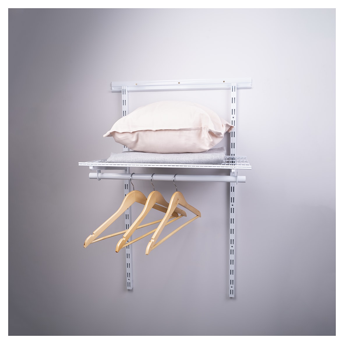 Wardrobe Kit - 1 Bay & 1 x Ventilated Wire Shelf - White