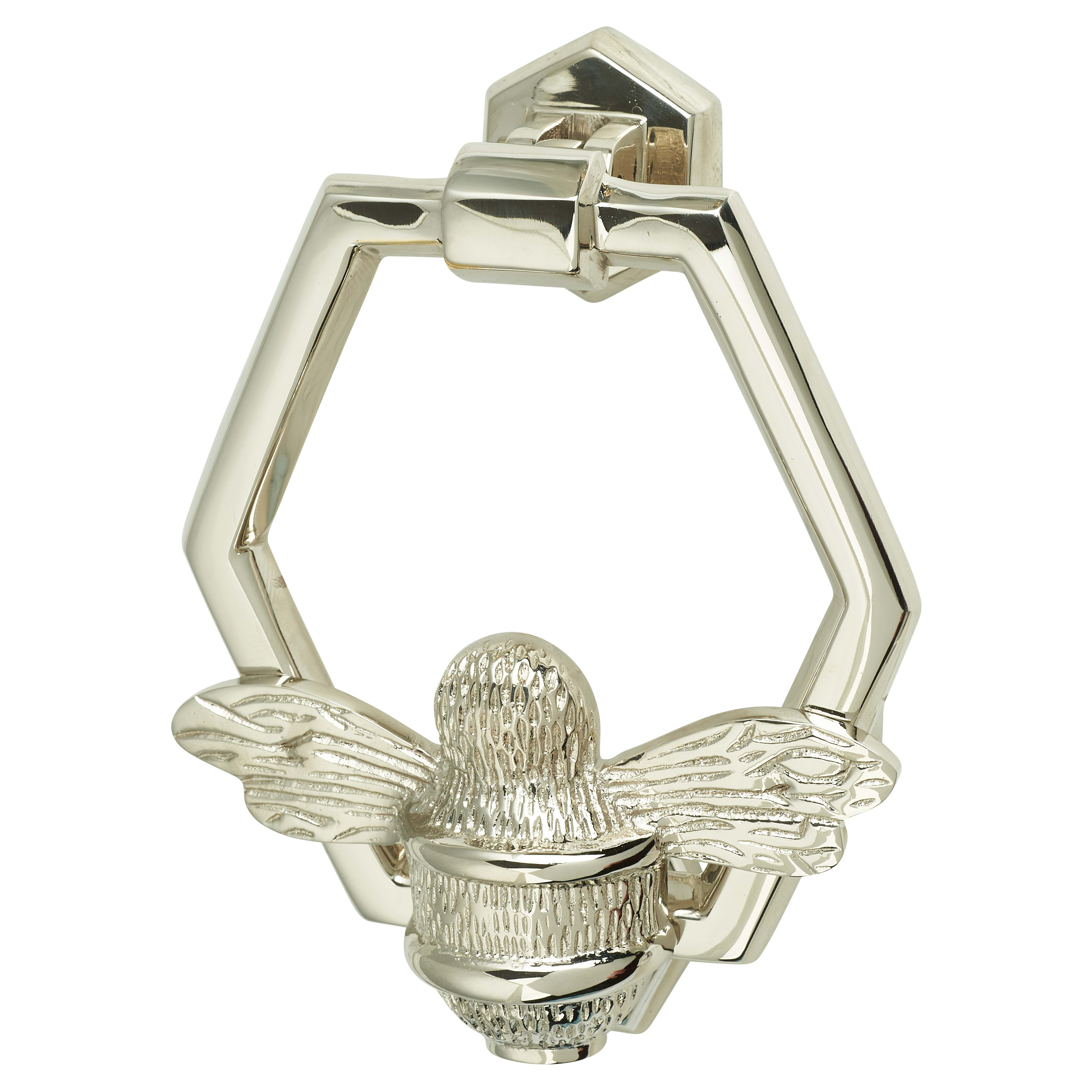 Bumble Bee Hexagonal Door Knocker - Nickel - 125 x 105mm