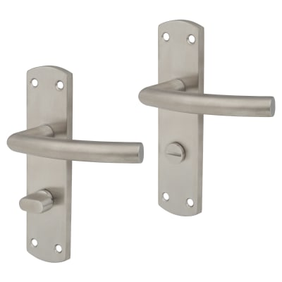 Satin Stainless Steel Arched Bathroom Door Handles - 172 x 44mm