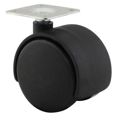 Mini Twin Wheel Castor - Swivel No Brake - 45kg Max Weight - 50mm Diameter - Black - Pack of 4