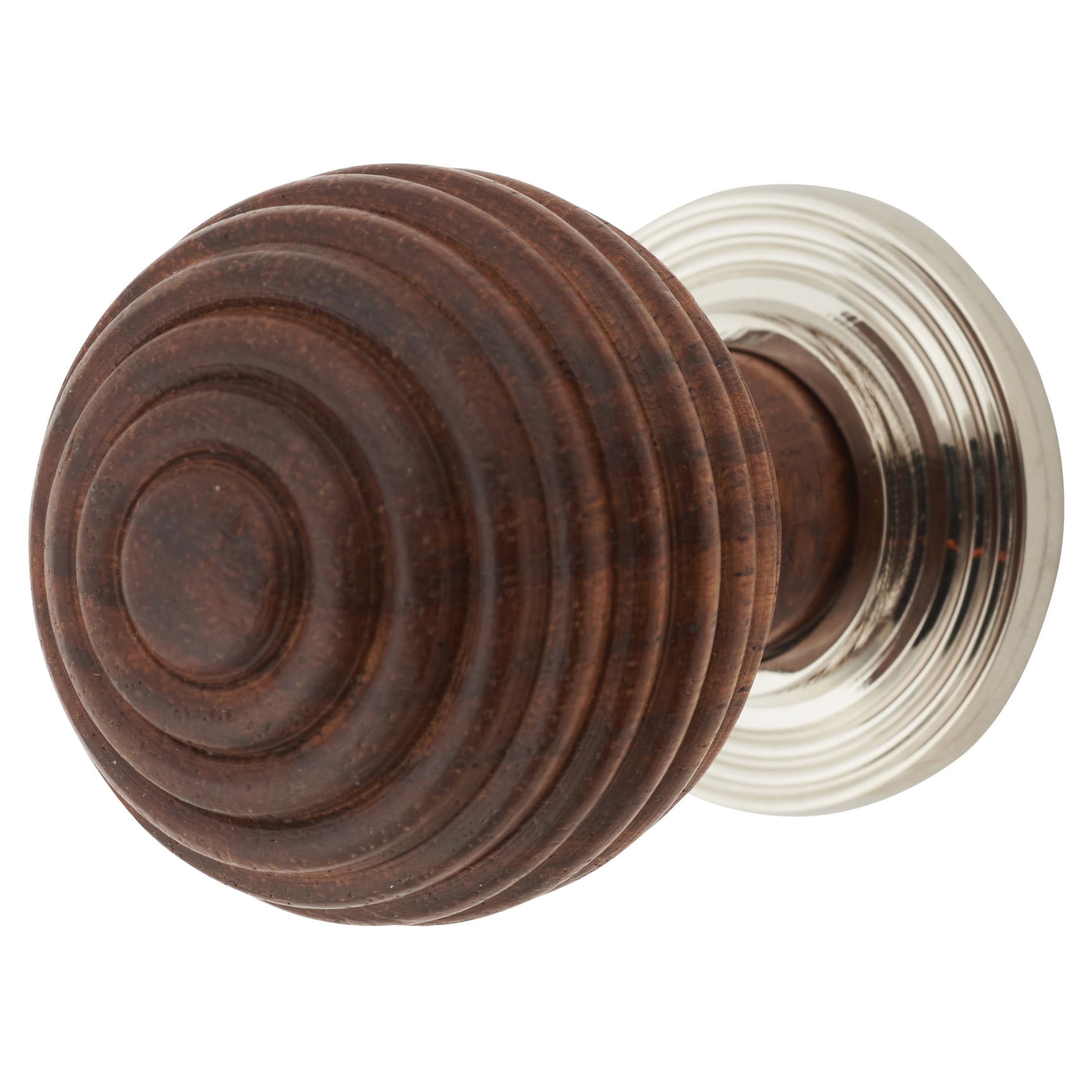 Beehive Ball Cabinet Knob - 35mm Diameter - Rosewood - Polished Nickel Rose