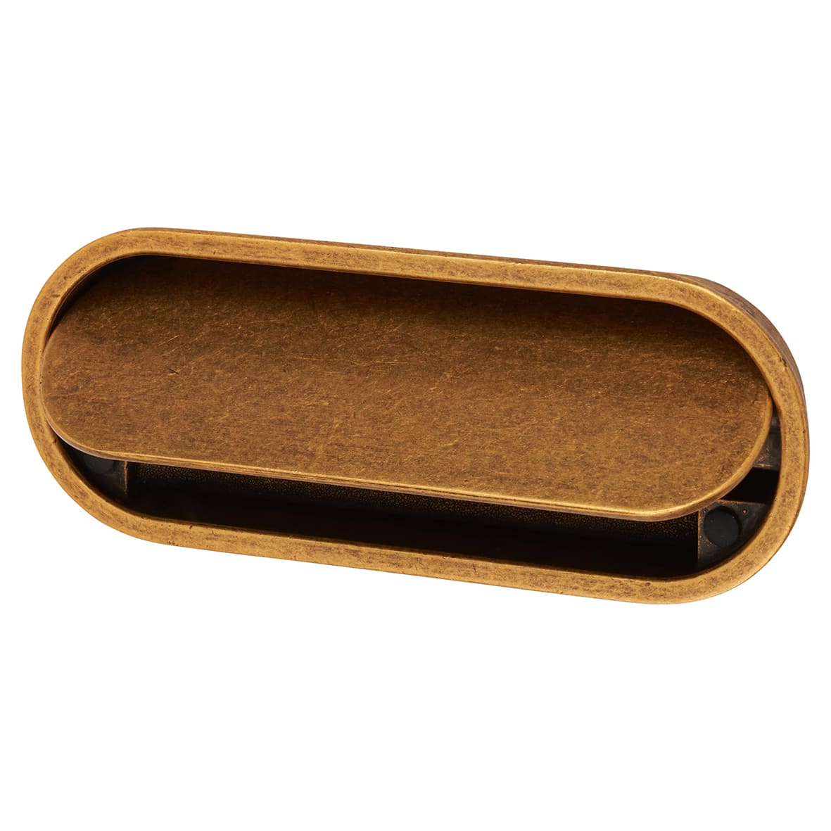 Eccles Oval Flush Cabinet Pull Handle - 117 x 47mm - Antique Brass