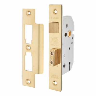 2277 3 Lever Sashlock - Keyed Alike Number M136MM - 77mm Case - 57mm Backset - Polished Brass