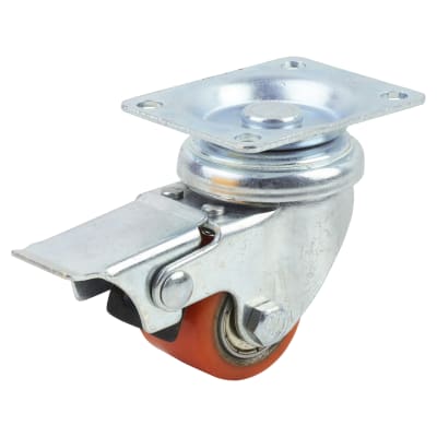 Super Low Level and High Load Castor - Swivel Braked - 120kg Max - 35mm Diameter - Red