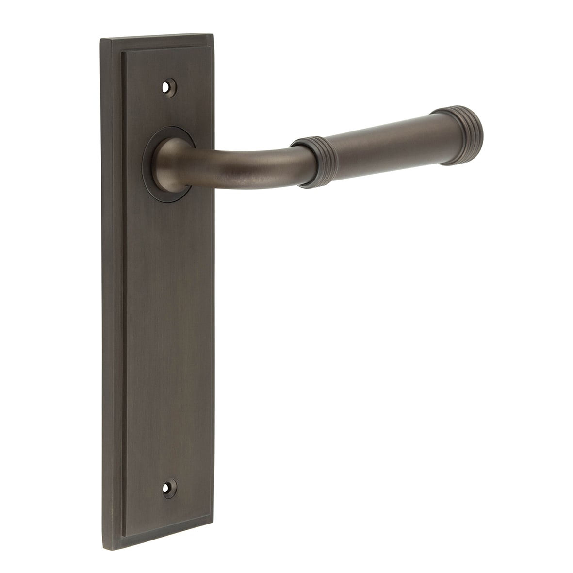 Dark Bronze Fire Rated Latch Door Handles - Highgate - 200 x 55mm
