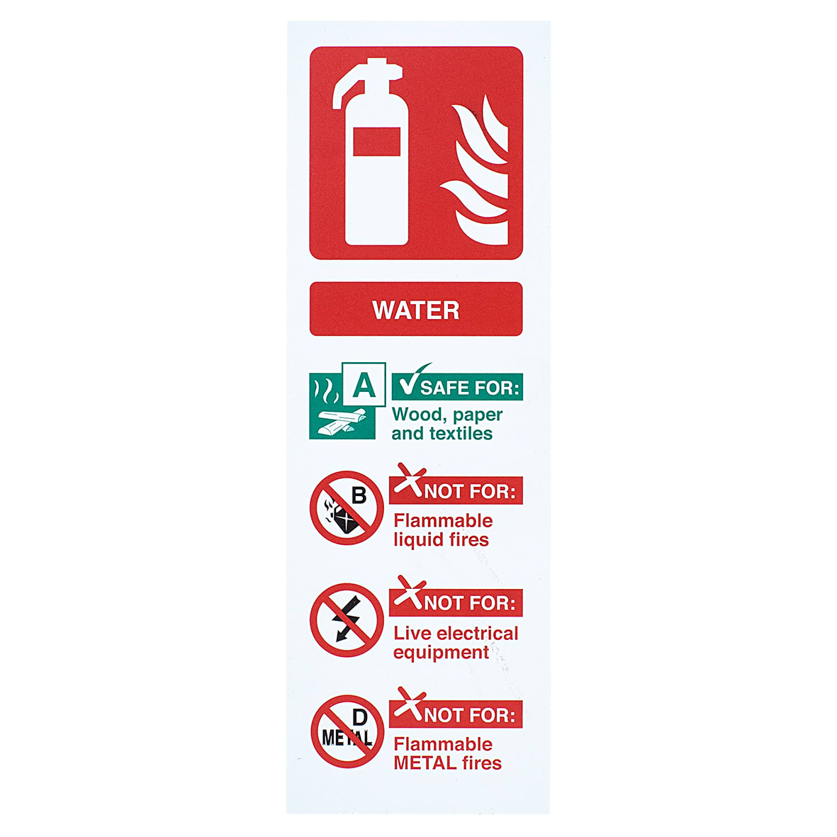 Water Extinguisher Sign - 100 x 300mm - Rigid Plastic
