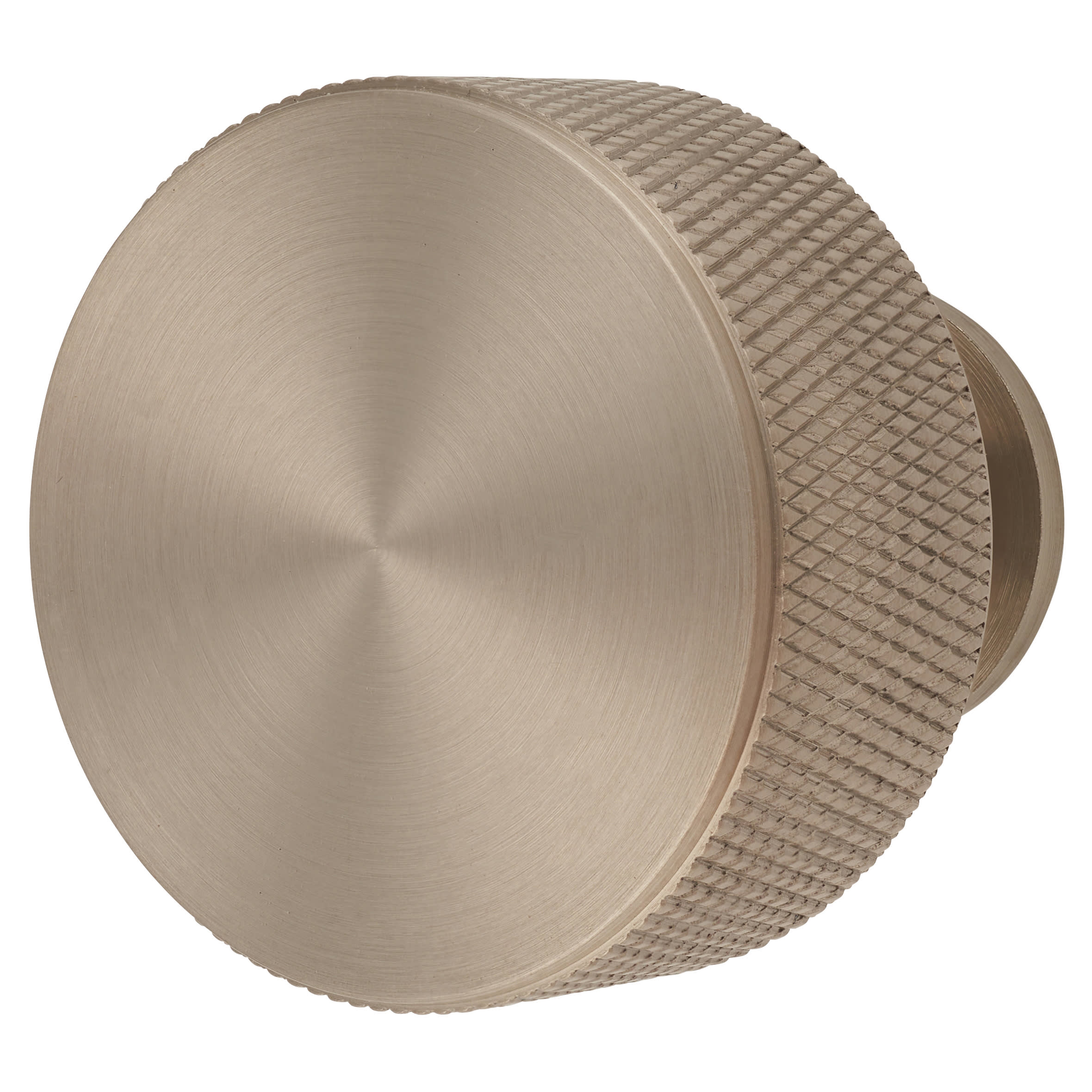 Knurled Radio Round Cabinet Knob - 35mm Diameter - Satin Nickel