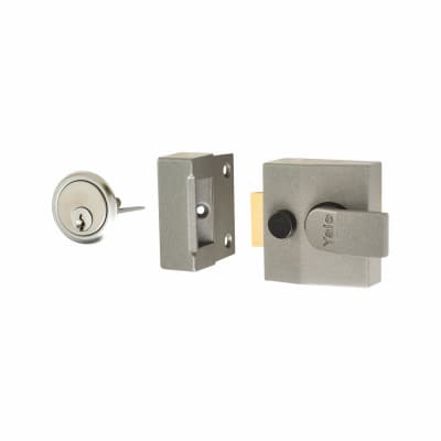 85 Double Locking Nightlatch - 40mm Backset - Grey Case/Satin Chrome Cylinder