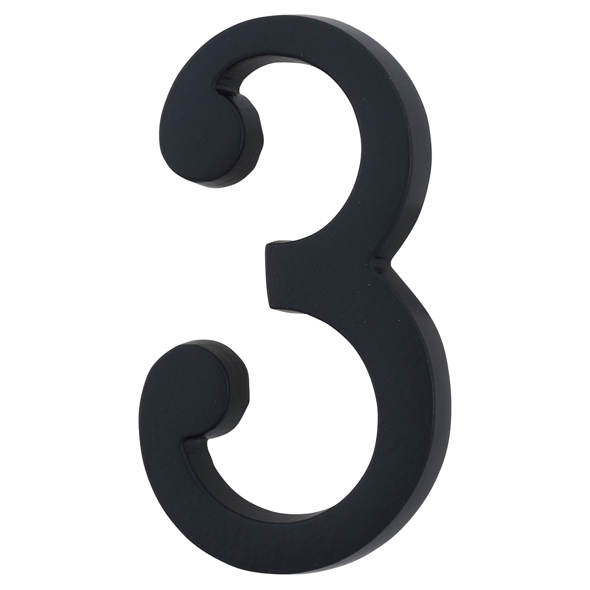 76mm Concealed Screw Fix Door Numeral - 3 - Matt Black