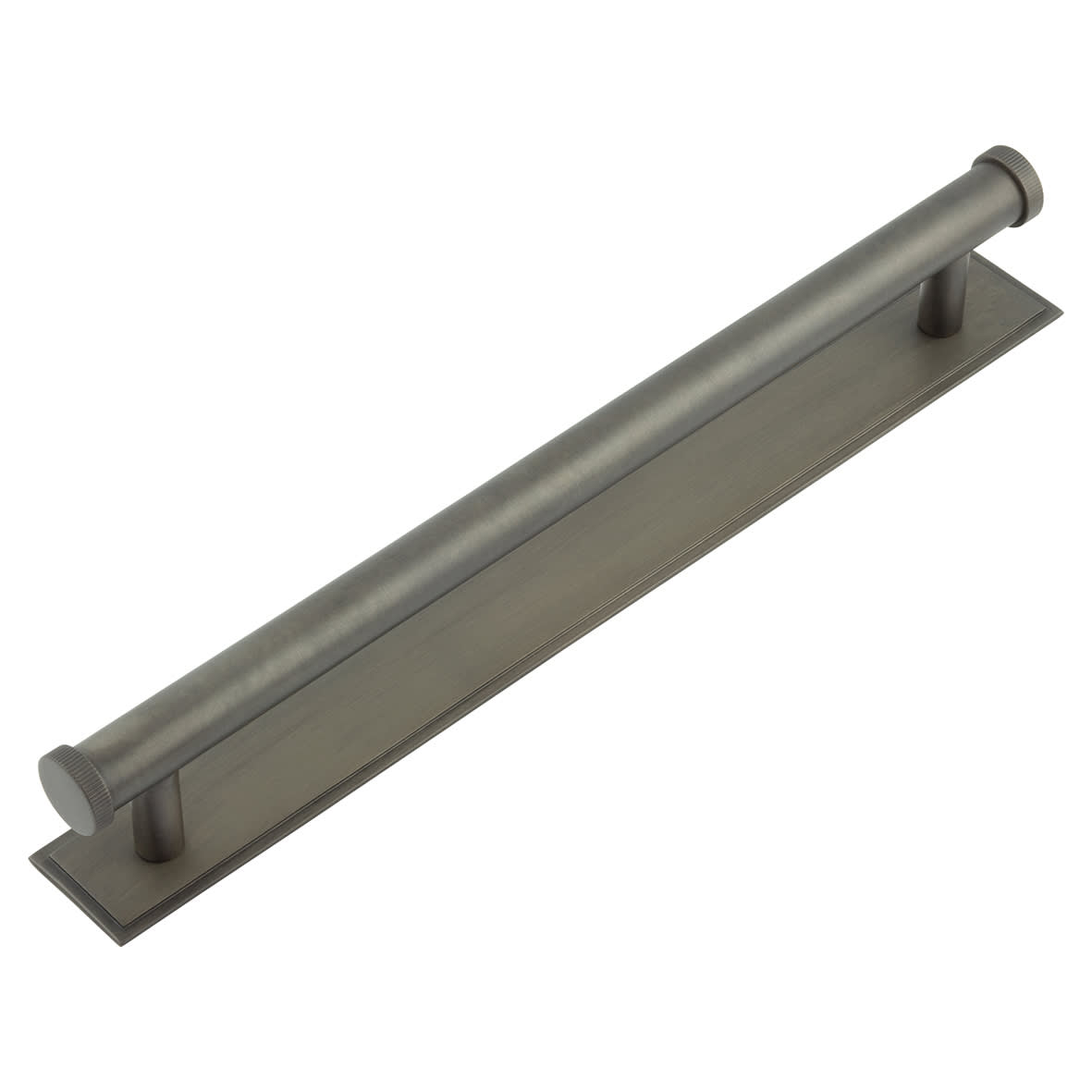 Thaxted 15mm Lines T-Bar Cabinet Pull Handle on Stepped Backplate - 224mm c/c - Dark Bronze