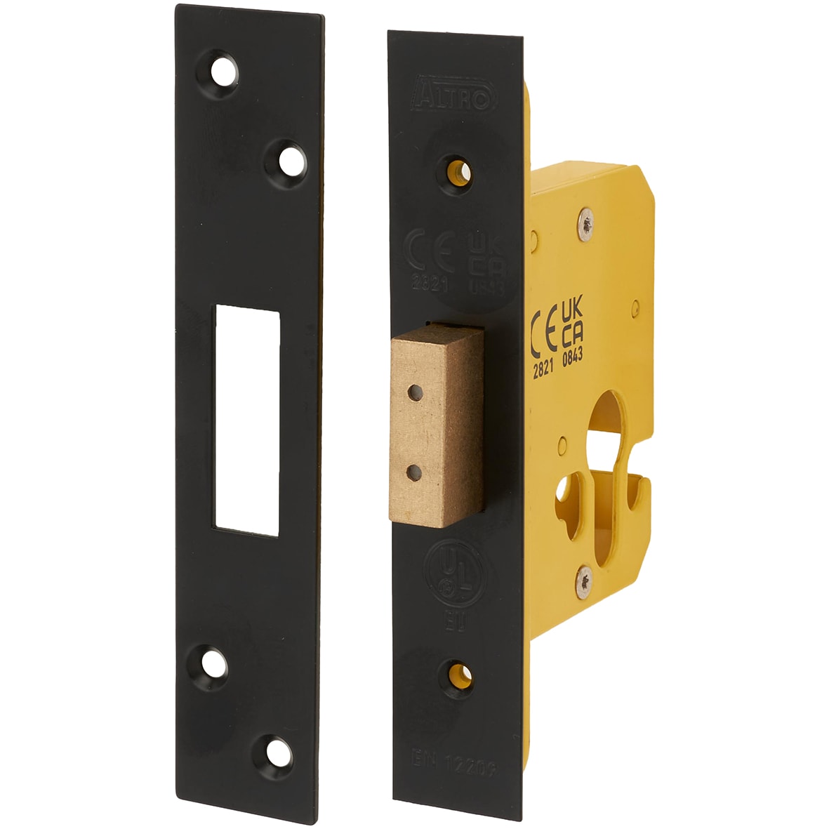 Architectural Euro Profile Deadlock - 65mm Case - 44mm Backset - Square - Matt Black